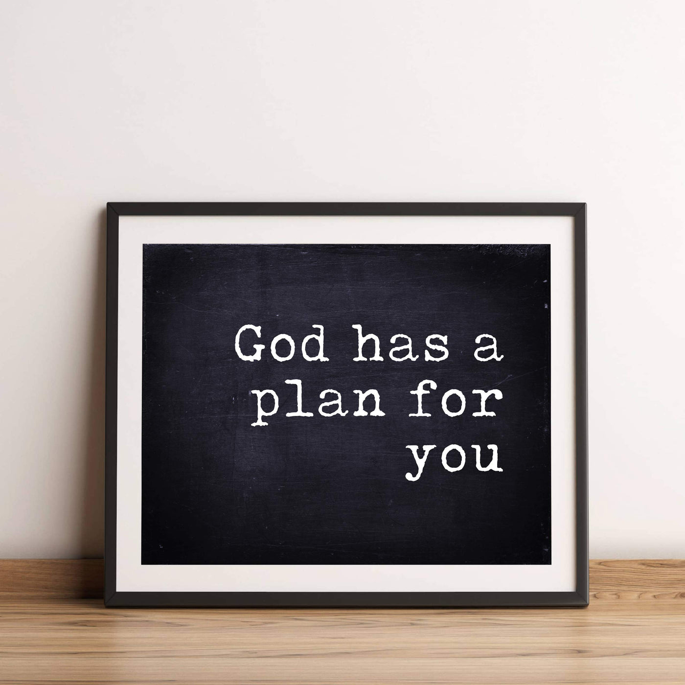 ?God Has A Plan For You" Inspirational Christian Wall Art -14 x 11" Typographic Replica Distressed Print-Ready to Frame. Motivational Home-Office-Farmhouse-Church Decor. Great Gift of Faith!