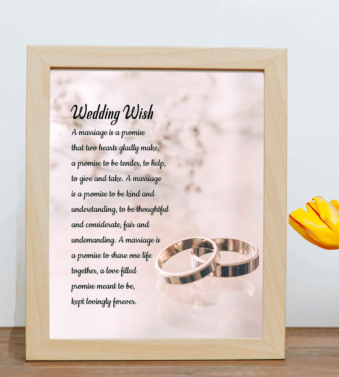 Wedding Wish-Love &amp; Marriage Poem-8 x 10" Inspirational Wall Art Print w/Ring Images-Ready to Frame. Sentimental Poetry for Home-Office-Boutique Decor. Great Engagement-Bridal Shower-Wedding Gift!