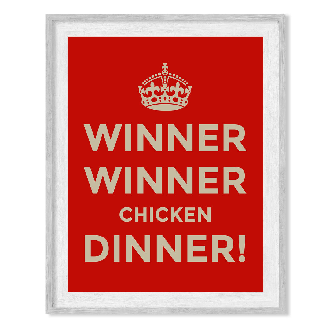 Winner Winner Chicken Dinner Funny Kitchen Wall Sign -8 x 10" Typographic Farmhouse Wall Art Print -Ready to Frame. Perfect Home, Kitchen, &amp; Dining Decor. Fun Sign for Family, Friends &amp; Guests!