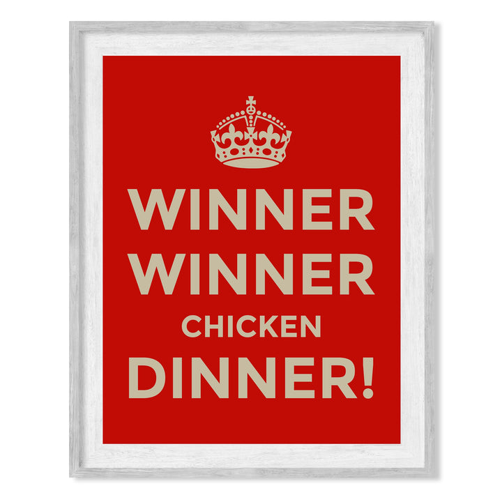 Winner Winner Chicken Dinner Funny Kitchen Wall Sign -8 x 10" Typographic Farmhouse Wall Art Print -Ready to Frame. Perfect Home, Kitchen, &amp; Dining Decor. Fun Sign for Family, Friends &amp; Guests!