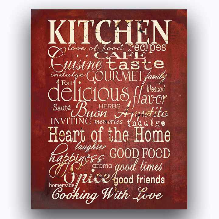 Kitchen &amp; Dining Favorite Words &amp; Quotes Wall Decor 2 Image Set- 8 x 10"s Wall Art Prints- Ready to Frame. Home D?cor, Dining Room Decor &amp; Kitchen Decor. Beautiful Upscale Prints with Gourmet Flair.