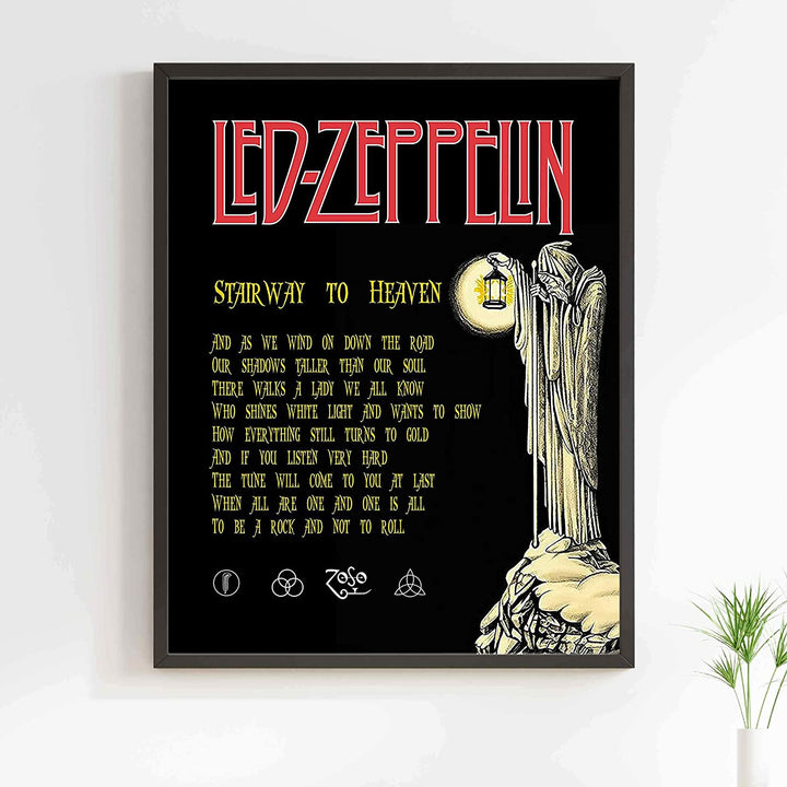 Led Zeppelin Band-"Stairway To Heaven" Song Lyrics Wall Art- 11 x 14"