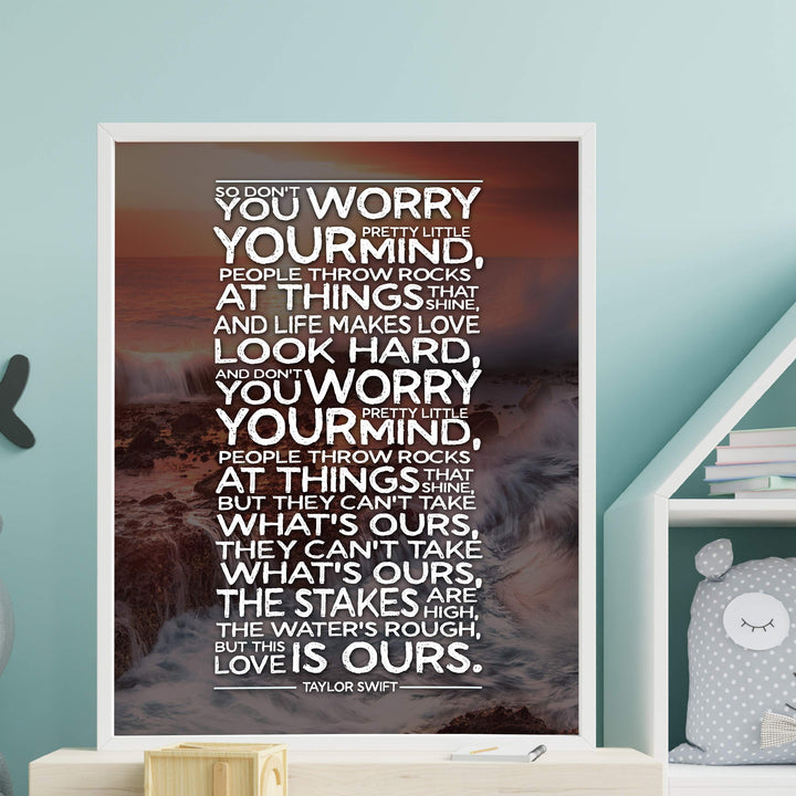 This Love Is Ours Song Lyric Wall Art -11 x 14" Pop Music Poster Print-Ready to Frame. Ocean Sunset Photo Print. Rustic Decor for Home-Office-Studio-Dorm. Great Gift for Taylor Swift Fans!