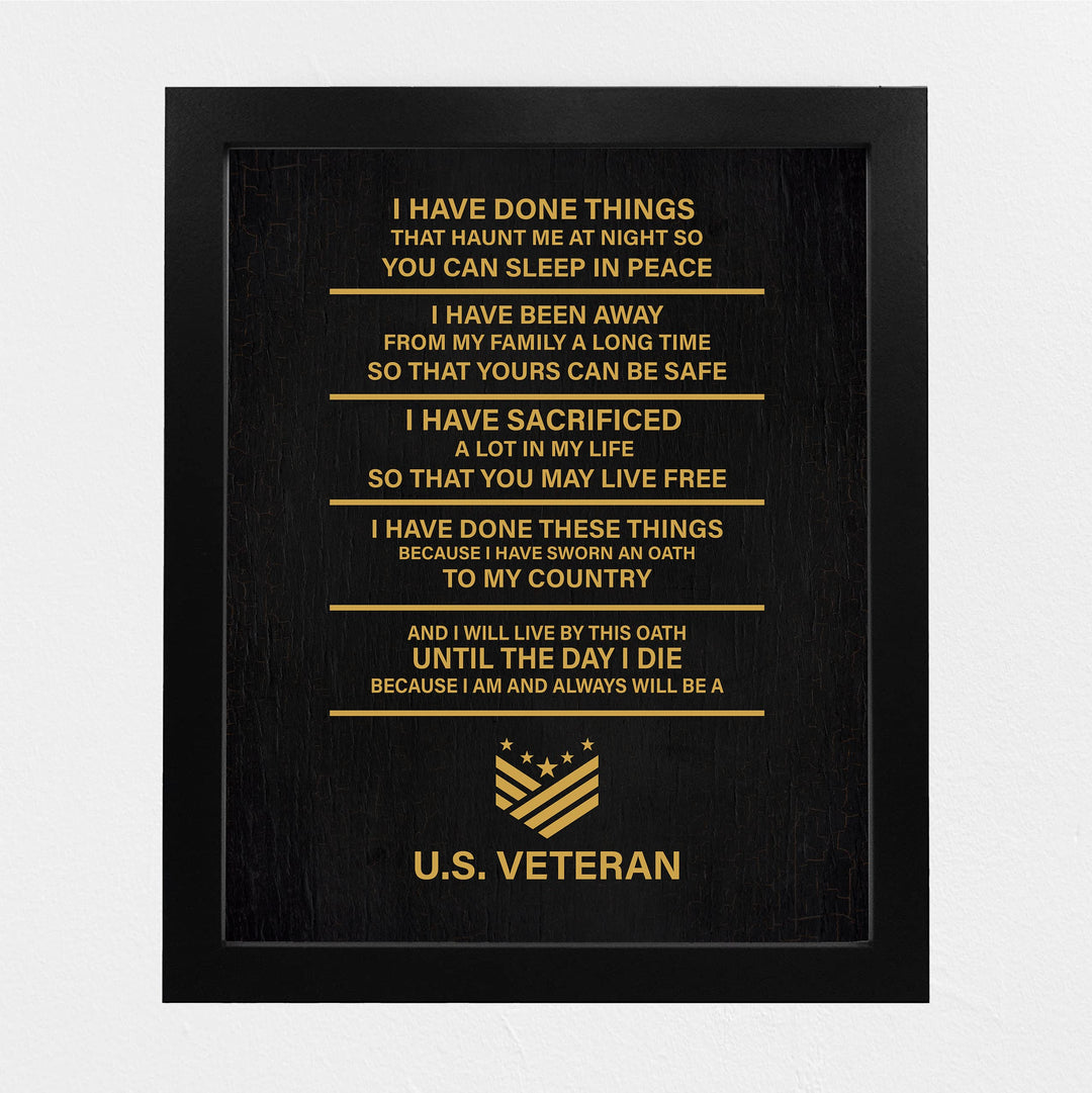 I Will Live By This Oath - US Veteran American Flag Military Wall Art -8 x 10" Patriotic USA Veterans Print -Ready to Frame. Home-Office-Garage-Bar-Shop-Man Cave Decor. Display Your Patriotism!