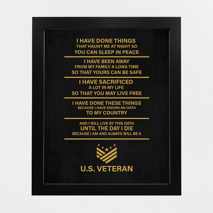 I Will Live By This Oath - US Veteran American Flag Military Wall Art -8 x 10" Patriotic USA Veterans Print -Ready to Frame. Home-Office-Garage-Bar-Shop-Man Cave Decor. Display Your Patriotism!