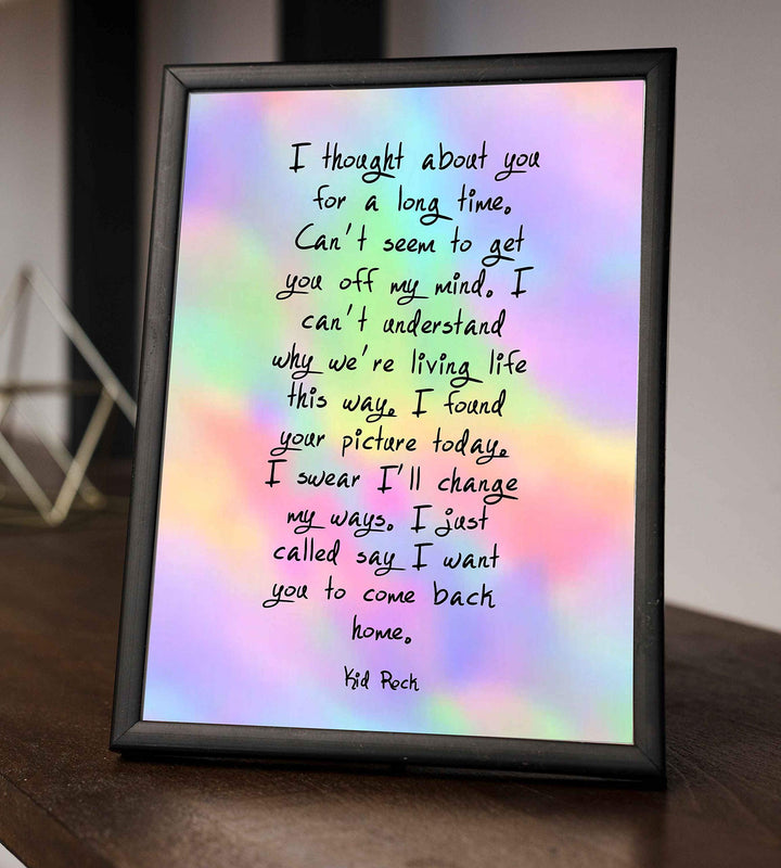 Kid Rock &amp; Sheryl Crow-"Picture" Song Lyrics Wall Art Sign -8 x 10" Rock Music Poster Print-Ready to Frame. Greatest Hits Album Songs. Perfect Home-Studio-Bar-Fan Decor. Great Gift to Rekindle Love!