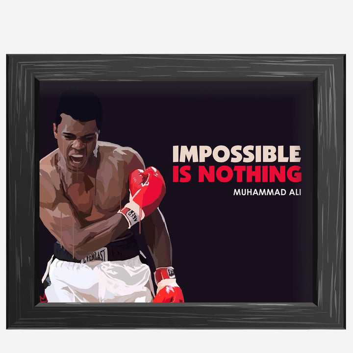 Muhammad Ali Quotes Wall Art-"Impossible Is Nothing"-10x8" Vintage Artwork Boxing Photo. Motivational Poster Print-Ready to Frame. Inspirational Home-Gym-Office-Man Cave Decor. Great for Boxing Fans!