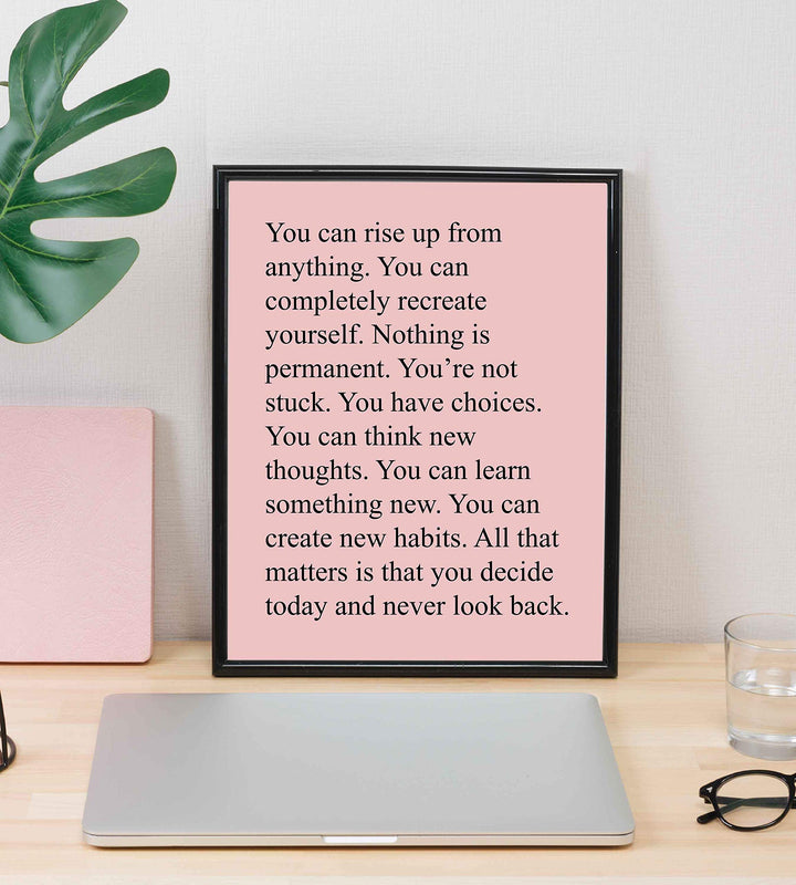 You Can Rise Up From Anything Motivational Quotes Wall Art -8 x 10" Modern Typographic Poster Print-Ready to Frame. Inspirational Home Office Dorm Decor. Perfect Sign for Classroom Motivation!