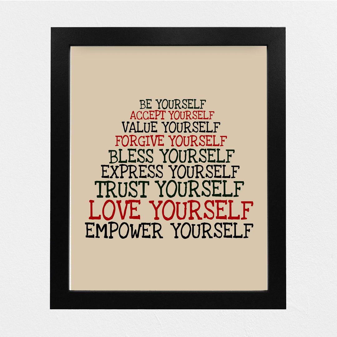 Accept-Forgive-Love Yourself Inspirational Quotes Wall Sign -8 x 10" Modern Typographic Print-Ready to Frame. Motivational Home-Office-School-Dorm Decor. Great Gift to Inspire Self-Confidence!