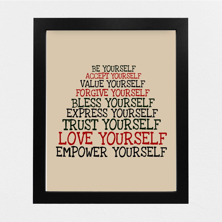 Accept-Forgive-Love Yourself Inspirational Quotes Wall Sign -8 x 10" Modern Typographic Print-Ready to Frame. Motivational Home-Office-School-Dorm Decor. Great Gift to Inspire Self-Confidence!