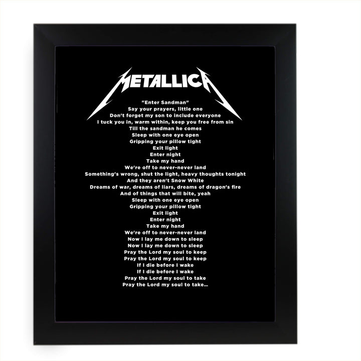 Metallica-"Enter Sandman" Song Lyrics Wall Art-11 x 14" Typographic Music Print-Ready to Frame. Vintage Home-Office-Studio-Bar-Cave Decor. Perfect Gift for Metallica &amp; All Rock Music Fans!
