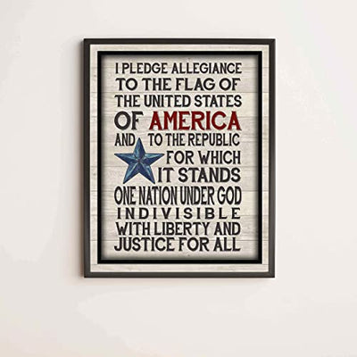 "I Pledge Allegiance to the Flag" -American Patriotic Wall Decor -11 x 14"