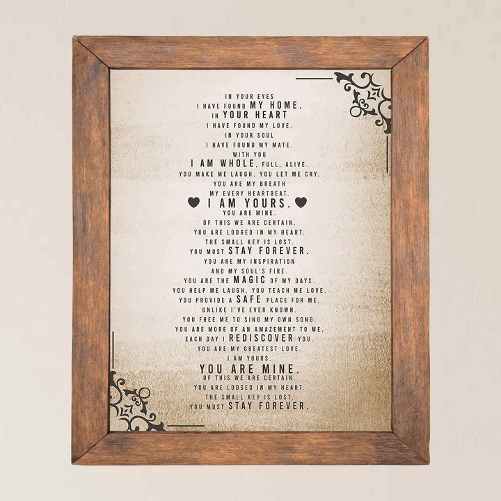 In Your Eyes, I Have Found My Home-Poetic Wall Art Decor-11 x 14" Love &amp; Marriage Poem Print-Ready to Frame. Romantic Gift for Spouse-Partner-Newlyweds. Perfect for Wedding-Anniversary Presents!