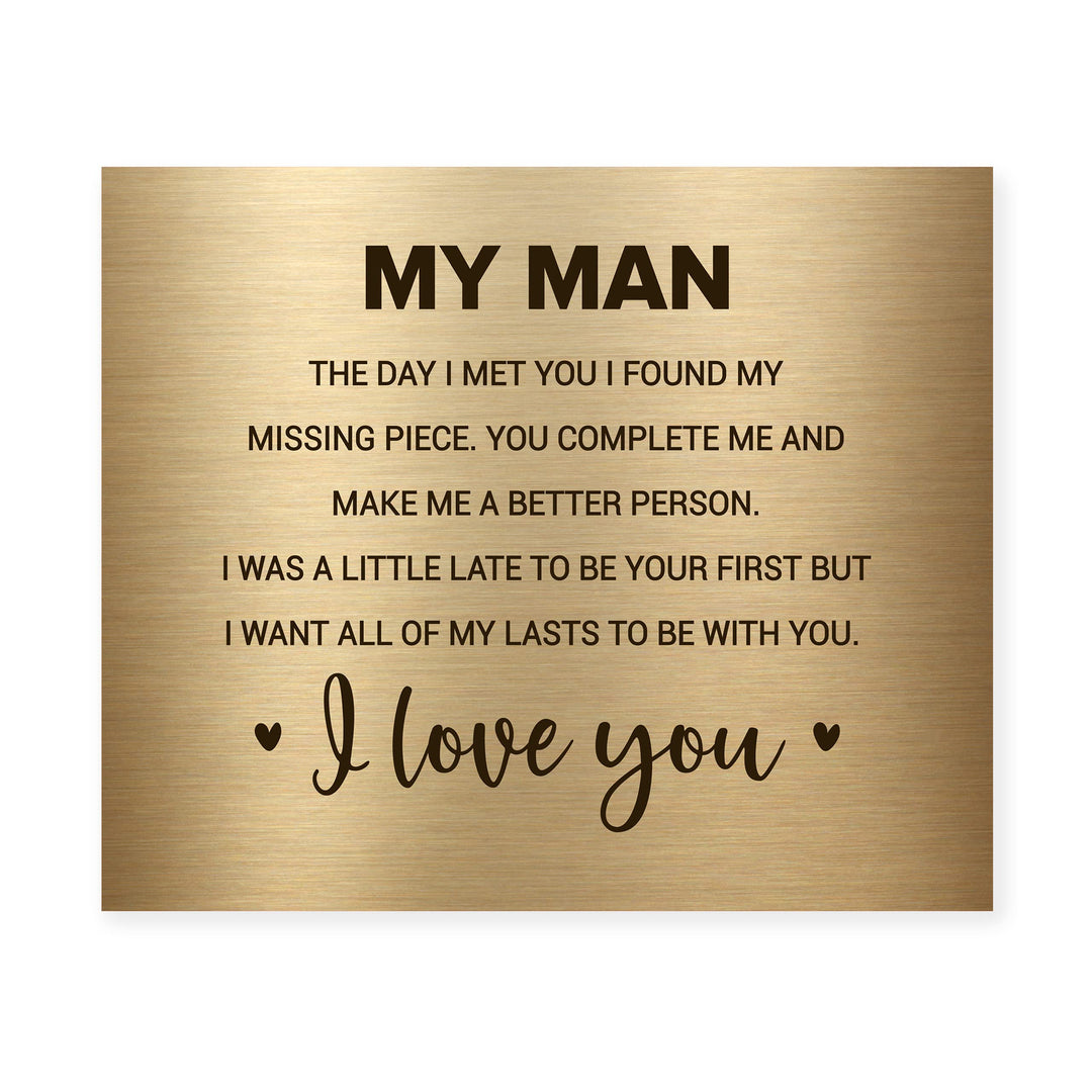 My Man -I Love You-Poetic Wall Art Decor -10 x 8" Love &amp; Marriage Poem Print -Ready to Frame. Romantic Gift for Husband-Partner &amp; All Men! Great Gift for Wedding-Anniversary-Father&