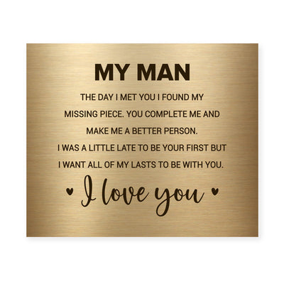 My Man -I Love You-Poetic Wall Art Decor -10 x 8" Love & Marriage Poem Print -Ready to Frame. Romantic Gift for Husband-Partner & All Men! Great Gift for Wedding-Anniversary-Father's Day Presents!