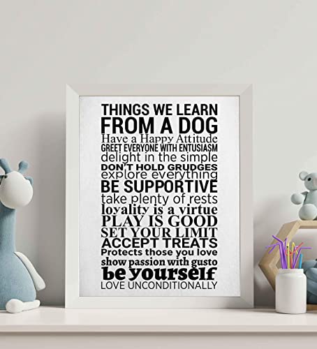 "Things We Learn From a Dog"- Happy Life- Wall Art Sign- 8 x 10"