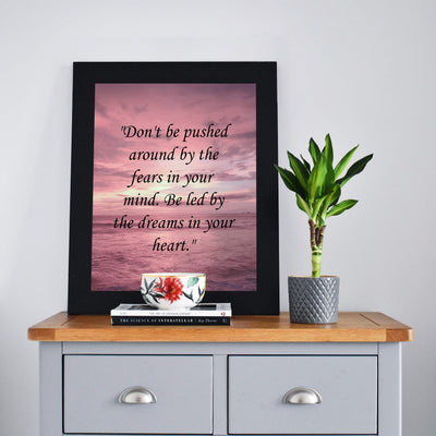 ?Be Led By the Dreams In Your Heart? Motivational Quotes Wall Art -8 x 10" Ocean Sunset Poster Print-Ready to Frame. Inspirational Decor for Home-Office-School-Dorm. Great Sign for Motivation!