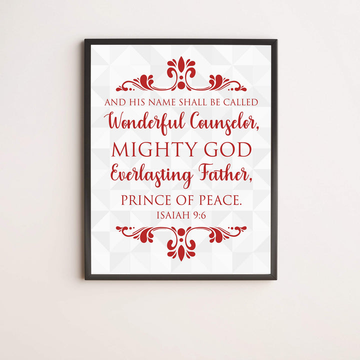 His Name Shall Be Called-Prince of Peace-Isaiah 9:6-Bible Verse Wall Art-11 x 14" Scripture Christmas Print-Ready to Frame. Christian Home-Office-School-Church Decor. Great Holiday Gift of Faith!