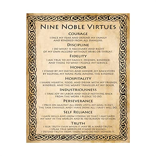 "9 Noble Virtues &amp; Affirmations-Courage-Discipline-Honor"-Wall Art-8 x 10"
