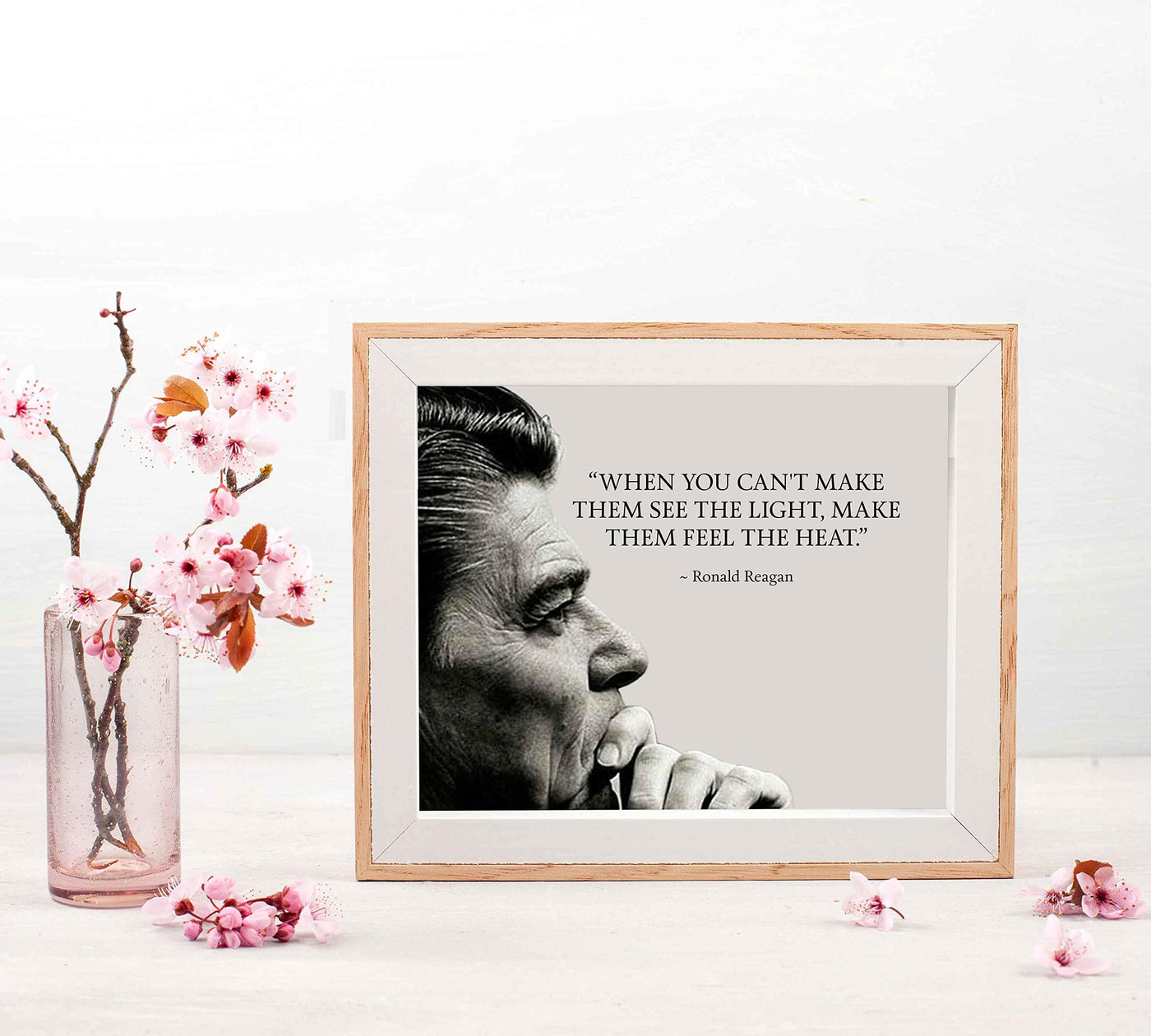 Ronald Reagan Quotes-"Make Them Feel the Heat"-Political Wall Art Print- 10 x 8" Patriotic American Poster Print w/Reagan Silhouette-Ready to Frame. Perfect Home-Office-School-Library Decor.