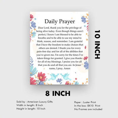 Daily Prayer-Christian Wall Art -8 x 10" Inspirational Scripture Print -Ready to Frame. Floral Design. Perfect Home-Office-Church-Sunday School Decor! Great Religious Gift of Faith & Inspiration!