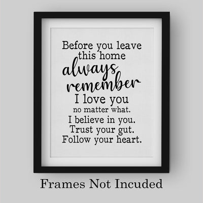 Always Remember-I Love You No Matter What-Inspirational Family Wall Art - 8 x 10" Motivational Print-Ready to Frame. Home-Office Decor. Perfect Gift-Decoration for Children, Friends & Graduates