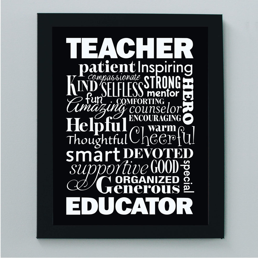 The Perfect Teacher-Educator Inspirational Wall Print- 8 x 10" Beautifully Designed Modern Typographic Word Art-Ready to Frame. Motivational Home-Office-Classroom Decor. Great Gift of Appreciation!