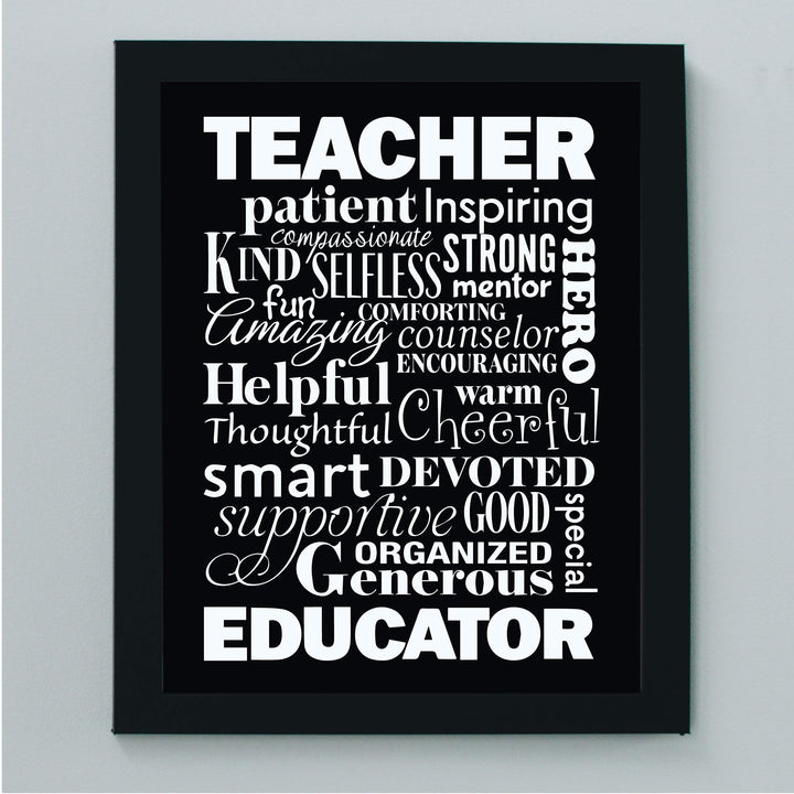 The Perfect Teacher-Educator Inspirational Wall Print- 8 x 10" Beautifully Designed Modern Typographic Word Art-Ready to Frame. Motivational Home-Office-Classroom Decor. Great Gift of Appreciation!