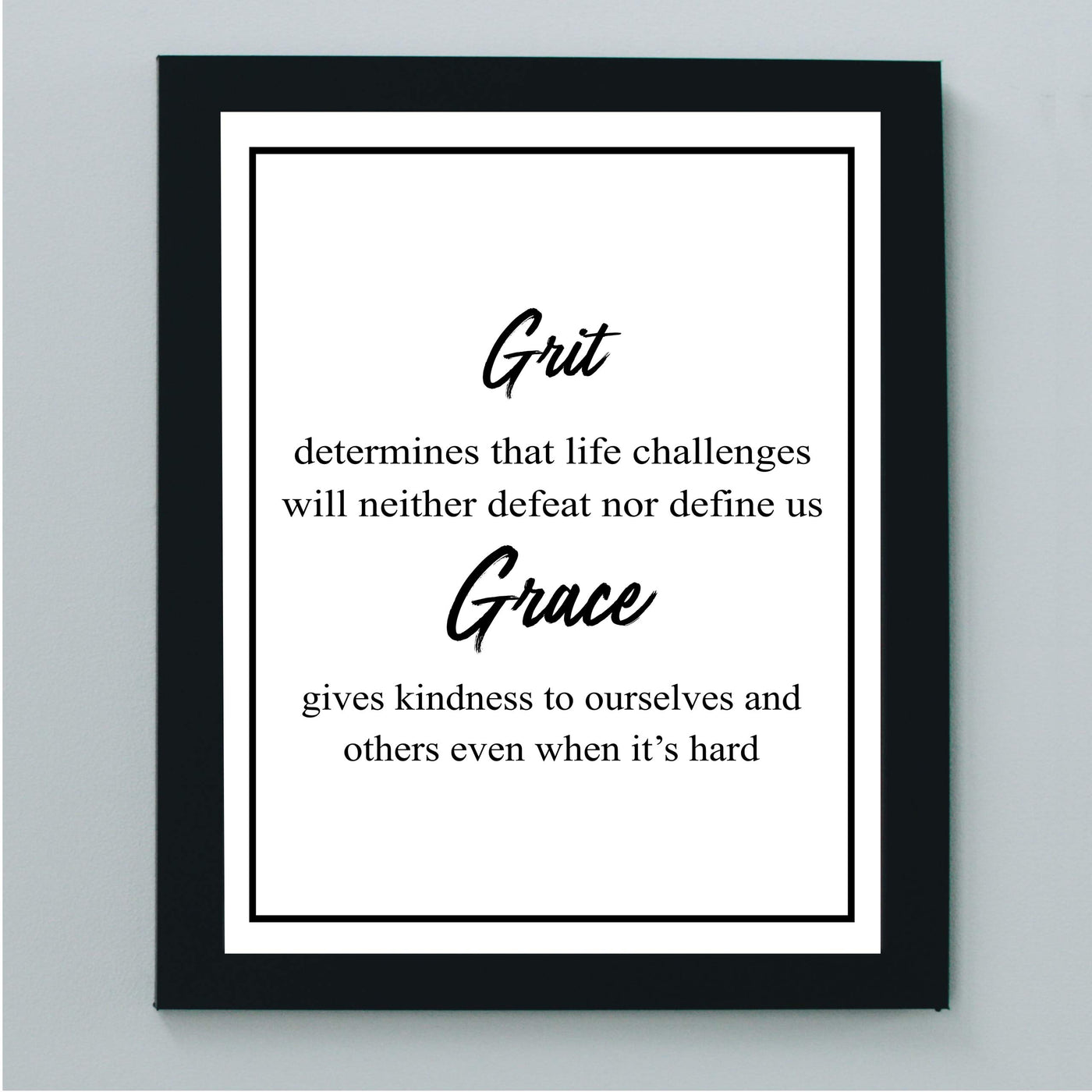 Grit-Life Challenges Neither Defeat Nor Define Us Motivational Quotes Wall Art -8 x 10" Modern Christian Poster Print-Ready to Frame. Positive Home-Office-Church-School Decor. Great Advice!