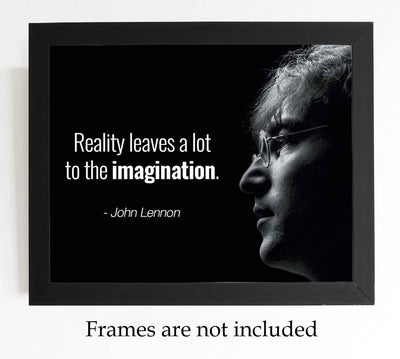 John Lennon Quotes Wall Art-"Reality Leaves A Lot to the Imagination"- 10 x 8" Silhouette Art Print-Ready to Frame. Modern Home-Office-Studio-Cave Decor. Great Gift of Motivation for Beatles Fans!