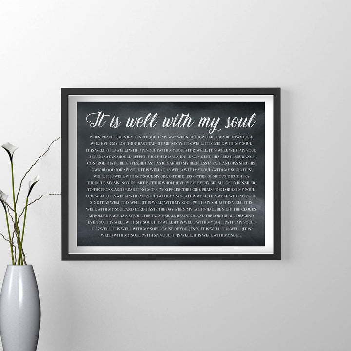 It Is Well With My Soul Christian Hymn Music Wall Art -14 x11" Inspirational Scripture Song Lyrics Word Art Print -Ready to Frame. Classic Hymnal Decoration for Home-Office-Religious Decor &amp; Gifts!