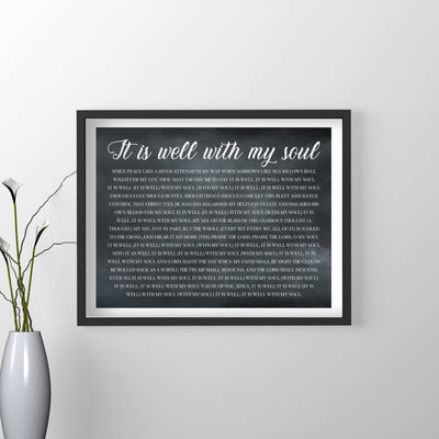 It Is Well With My Soul Christian Hymn Music Wall Art -14 x11" Inspirational Scripture Song Lyrics Word Art Print -Ready to Frame. Classic Hymnal Decoration for Home-Office-Religious Decor & Gifts!