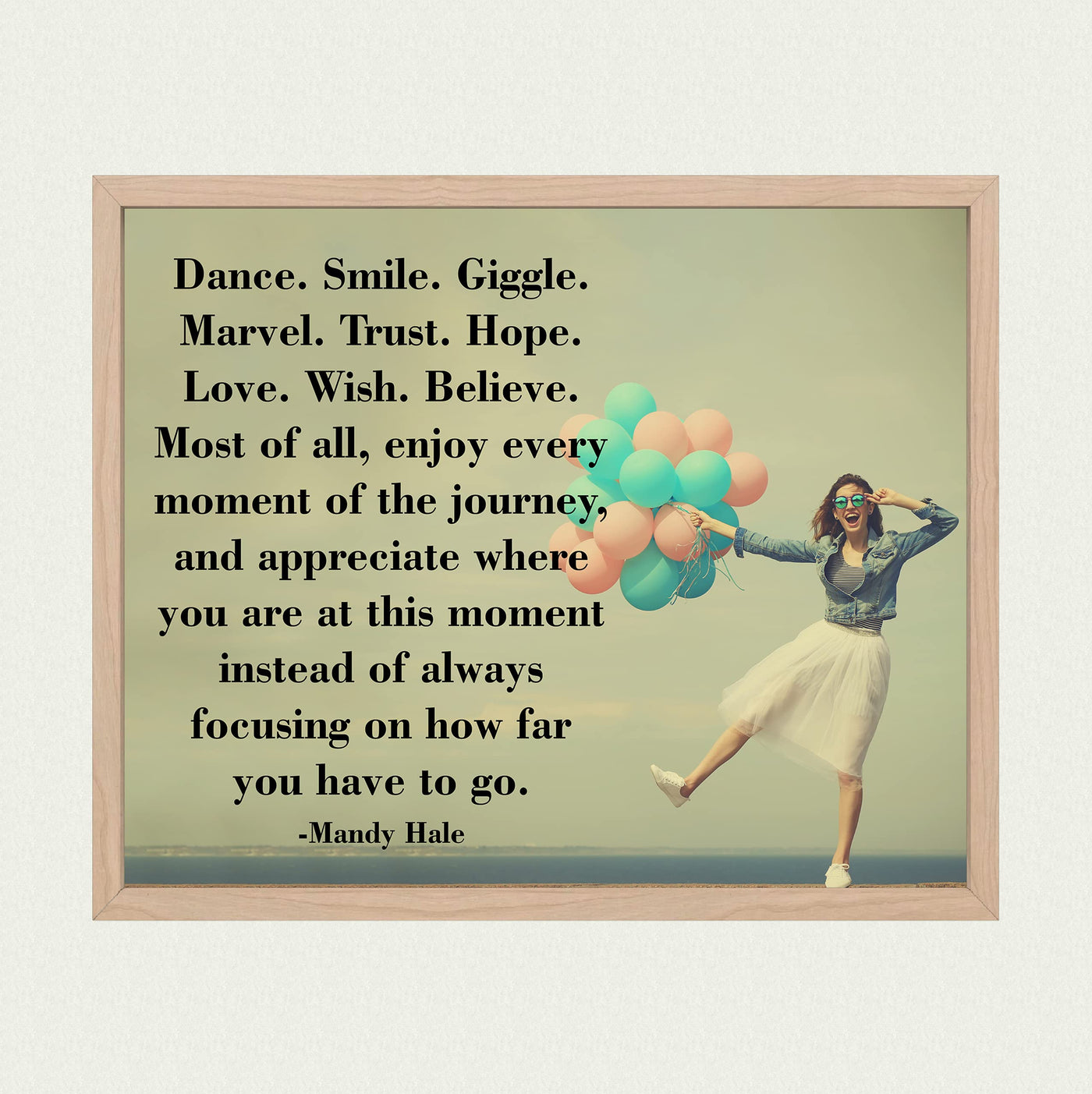 Enjoy Every Moment of the Journey-Inspirational Quotes Wall Art-10x8" Typographic Woman w/Balloons Photo Print-Ready to Frame. Motivational Home-Office-Classroom Decor. Great Gift for Inspiration!