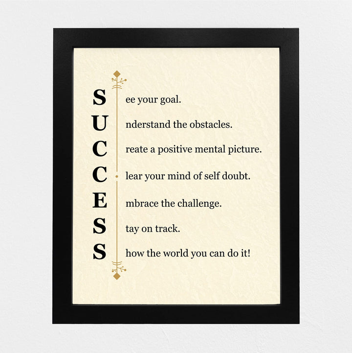 "Success -See Your Goal"-Motivational Quotes Wall Art Sign -11 x 14" Modern Typographic Picture Print -Ready to Frame. Inspirational Home-Office-Classroom-Work Decor. Great Gift of Motivation!
