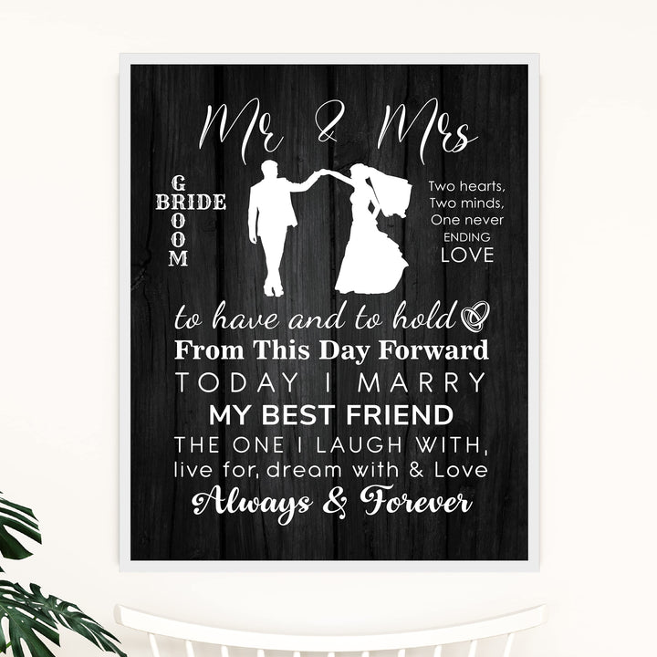 "Mr &amp; Mrs - Always &amp; Forever" Wedding Quotes Wall Art Decor -11 x 14" Inspirational Love &amp; Marriage Print-Ready to Frame. Romantic Wedding &amp; Anniversary Gift for Husband, Wife &amp; Newlyweds