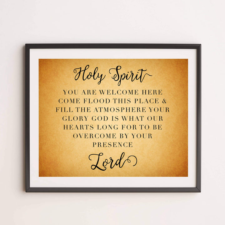 Holy Spirit-You Are Welcome Here Song Lyrics Wall Art-14 x 11" Christian Worship Music Print-Ready to Frame. Inspirational Home-Office-Studio-Dorm Decor. Perfect Farmhouse-Welcome Sign! Great Gift!