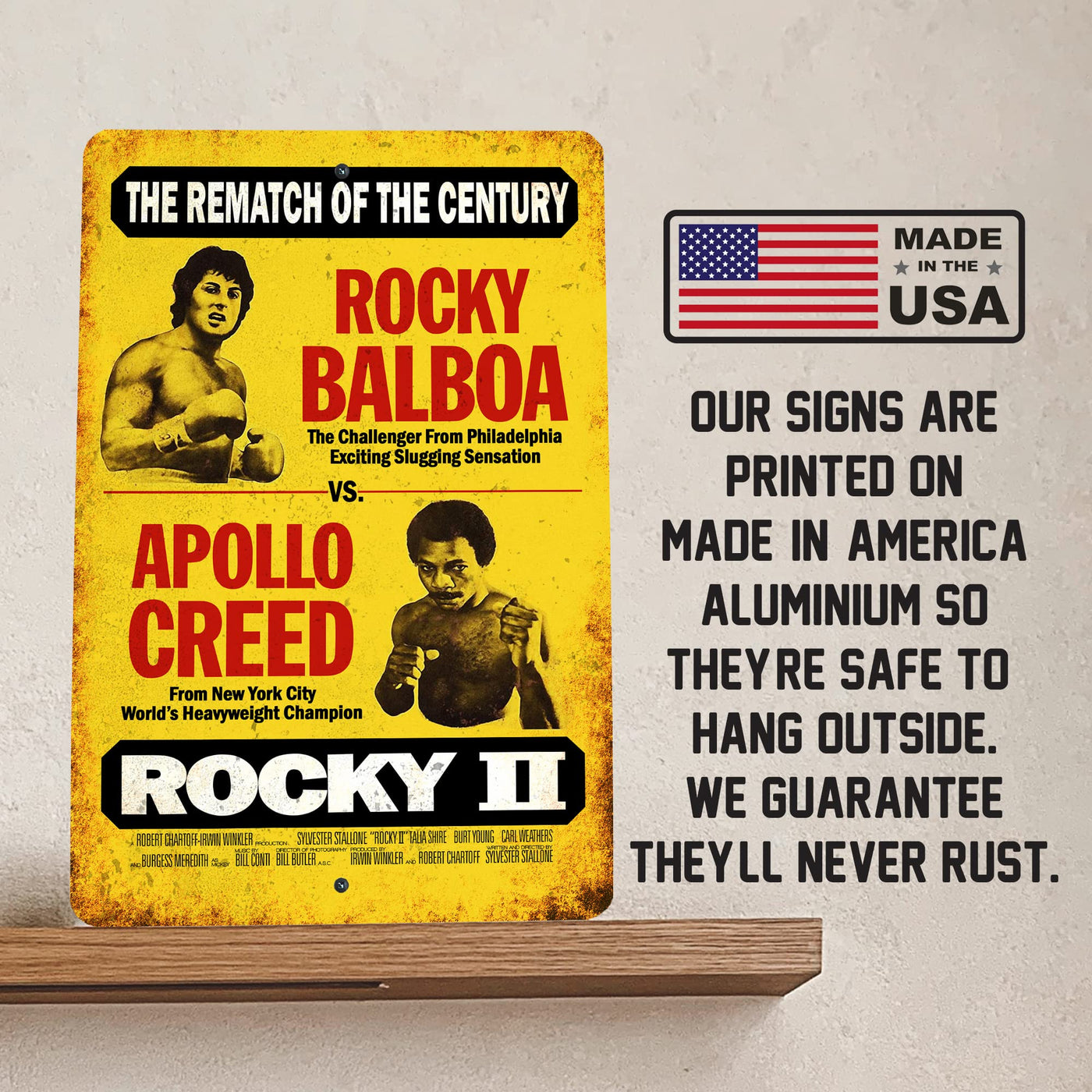 Rocky Balboa vs Apollo Creed Metal Signs Wall Art -Vintage Boxing Movie Sign -8 x 12 Inch Rustic Tin Sign for Home, Office, Bar, Man Cave Decor. Perfect Retro Metal Sign for the Gym! Classic Gifts!