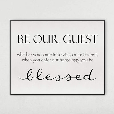 Be Our Guest-Inspirational Welcome Sign Wall Art -14 x 11" Rustic Farmhouse Print-Ready to Frame. Modern Typographic Design. Home-Guest Room-Patio-Lake-Beach House Decor. Great Housewarming Gift!