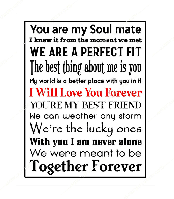 You Are My Soul Mate Love Quotes Wall Art Decor -11 x 14" Inspirational Love &amp; Marriage Poster Print-Ready to Frame. Romantic Gift for Spouse-Partner-Newlyweds. Perfect Wedding-Anniversary Present!