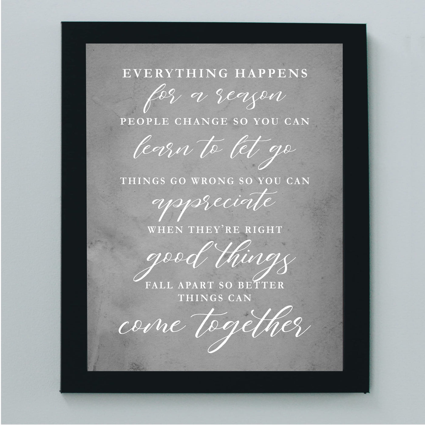 "Everything Happens For a Reason" Inspirational Quotes Wall Decor -8x10" Motivational Art Print-Ready to Frame. Modern Farmhouse Decoration for Home-Office-Classroom Sign. Great Gift!