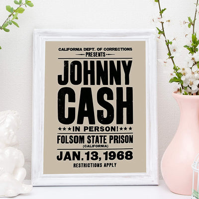 "Johnny Cash-In Person-Folsom State Prison"-Country Music Wall Art -11 x 14"