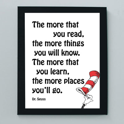 Dr. Seuss Quotes Wall Art-“The More You Read-More Things You'll Know”-8 x 10"