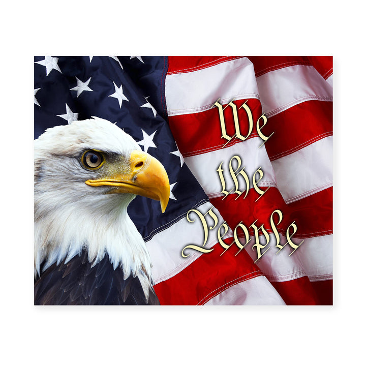 We the People-Rustic American Flag Wall Art -10 x 8" Patriotic USA Eagle Picture Print -Ready to Frame. Home-Office-School-Bar-Man Cave Decor! Great Gift for Military-Veterans &amp; All Patriots!