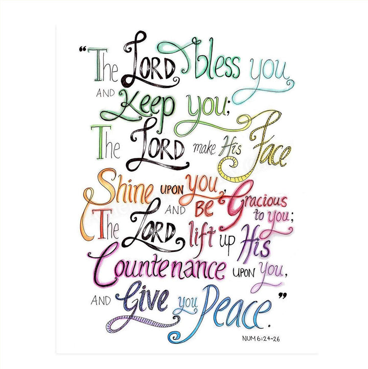 The Lord Bless You, Keep You-Give You Peace-Numbers 6:24-26 Bible Verse Wall Art-8x10"-Modern Typographic Design. Scripture Wall Print-Ready to Frame. Home-Office-Church D?cor. Great Christian Gift.