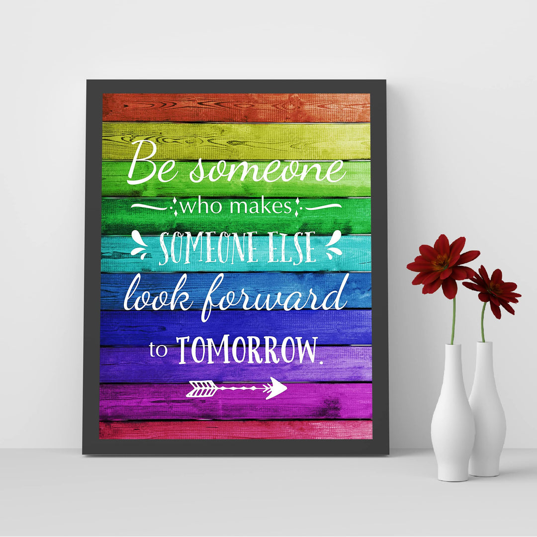 "Make Someone Else Look Forward To Tomorrow" Inspirational Quotes Wall Art Decor -8 x 10" Motivational Wood Design Print -Ready to Frame. Positive Decoration for Home-Office-Classroom Decor.