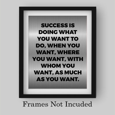 Success Is Doing What You Want Motivational Wall Sign -8 x 10" Modern Typographic Art Print-Ready to Frame. Inspirational Home-Office-Work-Gym Decor. Perfect Desk & Cubicle Sign for Motivation!