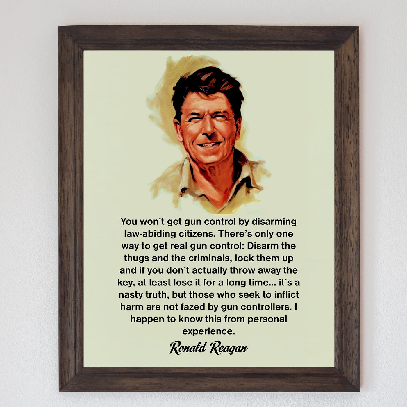 Ronald Reagan Quotes"Only One Way to Get Real Gun Control" -8 x 10" Presidential Portrait Wall Art Print -Ready to Frame. Modern Home-Office-Classroom Decor. Perfect Inspirational-Patriotic Gift.