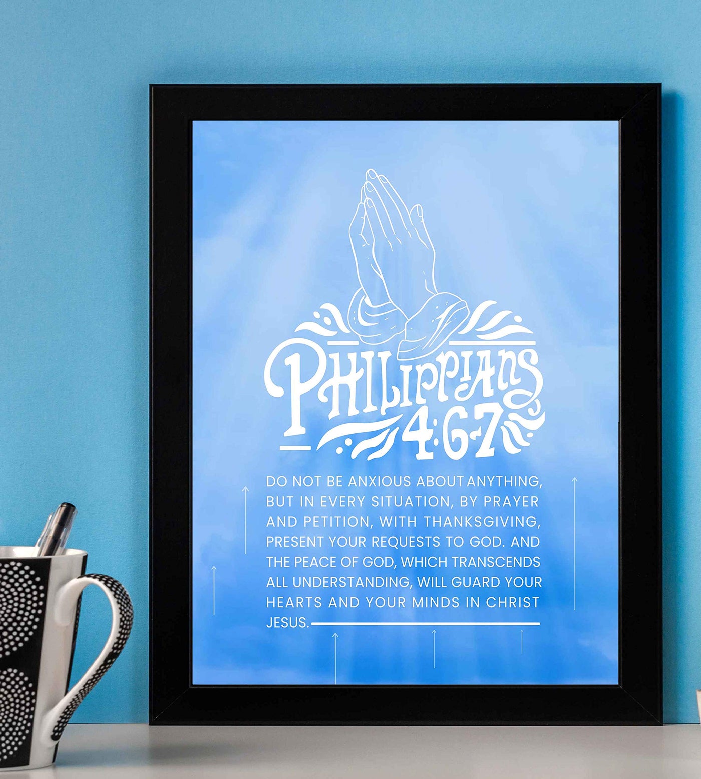 Philippians 4:6-7-"Do Not Be Anxious-Present Your Requests to God"-Bible Verse Wall Art-8 x 10" Scripture Poster Print-Ready To Frame. Christian Home-Office-Church D?cor. Great Reminder to Pray!