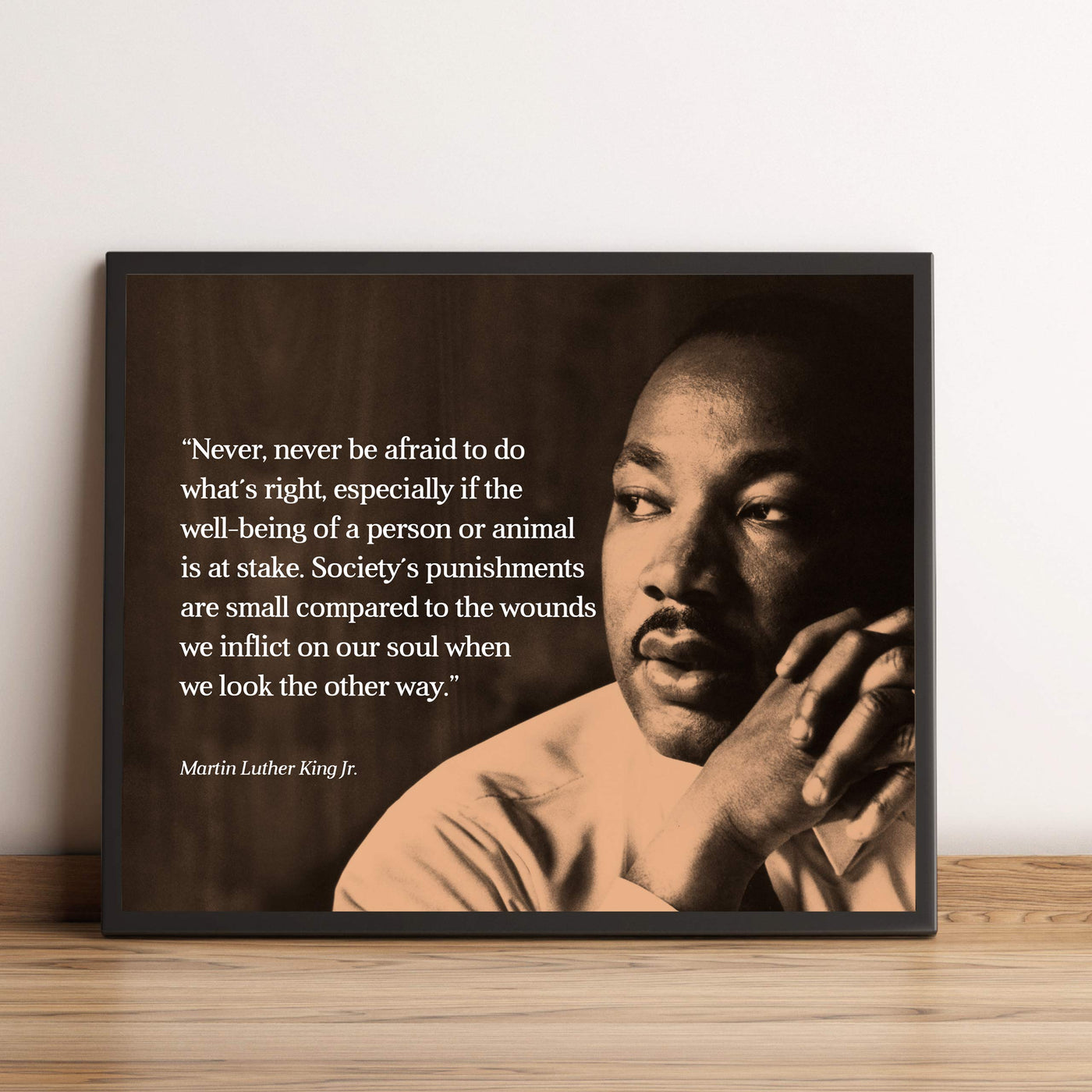 Martin Luther King Jr. Quotes-"Never Be Afraid To Do What's Right"-10 x 8" MLK Silhouette Wall Art Print-Ready to Frame. Inspirational Home-Office-School-Library Decor. Great Historical Reminder!