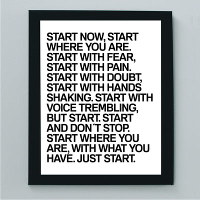 Start Now & Don't Stop Motivational Quotes Wall Decor-8 x 10" Inspirational Art Print-Ready to Frame. Modern Typographic Design. Perfect Home-Office-Desk-School-Gym Decor! Great Gift of Motivation!